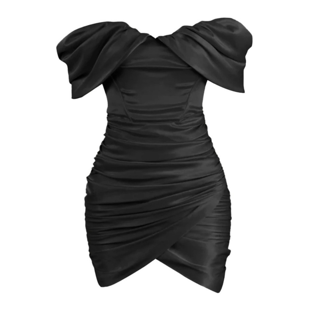 LEAU BLACK DIVINE SATIN CORSET DRESS